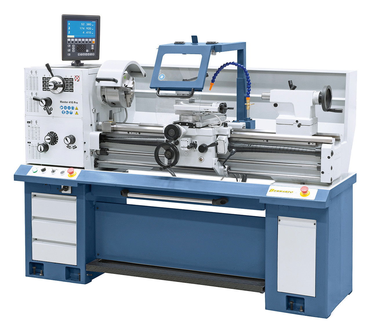 Bernardo Master 410 Pro vezér- és vonóorsós esztergagép + 3-tengelyes-helyzetmutató ES-12 V LCD kijelzővel termék fő termékképe
