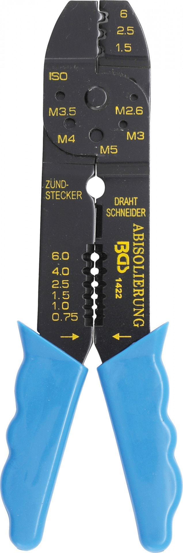 BGS Technic 9-1422 5-funkciós saruzó fogó szigeteletlen sarukhoz, DIN 1.5-6 mm2 termék fő termékképe