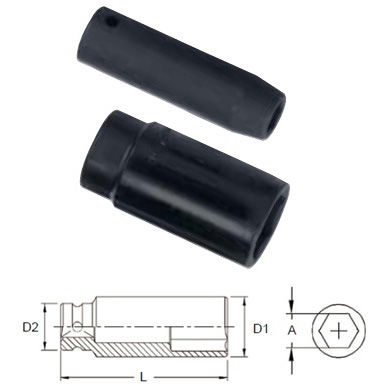 Genius Tools 417824 1/2"-os 6 lapú gépi dugókulcs fej, hosszított kivitel, 24 mm termék fő termékképe