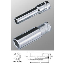 Genius Tools 225205 1/4"-os 6 lapú dugókulcs fej, hosszított kivitel, 5 mm termék fő termékképe