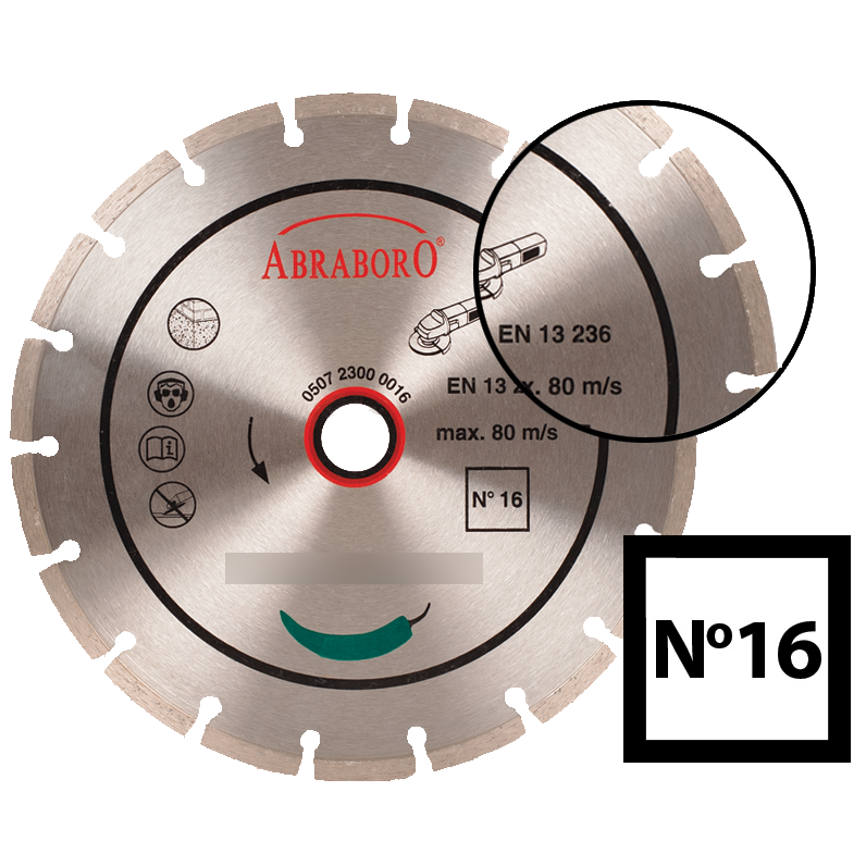 Abraboro 115 x 22.23 mm No.16 univerzális gyémánttárcsa, 6 db/csomag termék fő termékképe