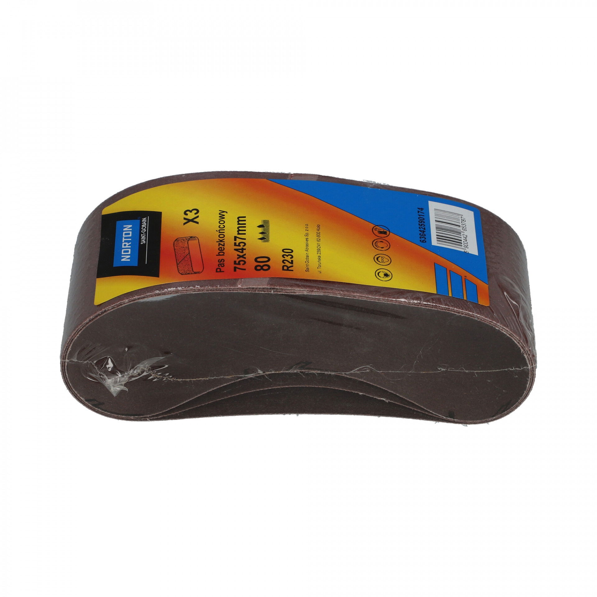Norton R23N kisgép csiszolószalag 75x457mm P80 Multipack, 3 db/csomag termék fő termékképe