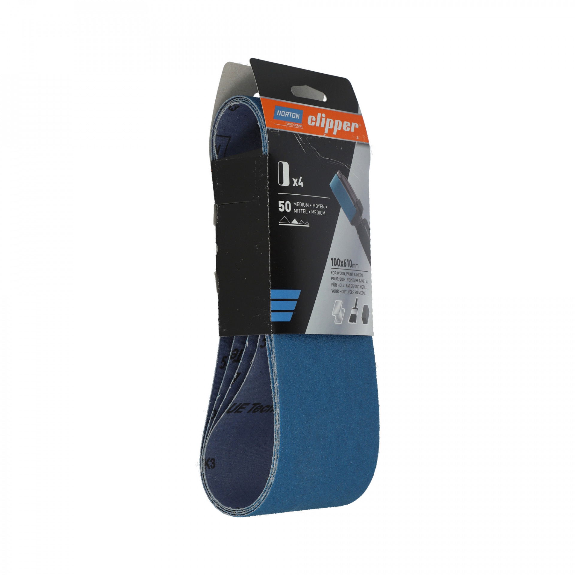 Norton Clipper R82B csiszolószalag kézi szalagcsiszolóhoz 100x610mm P50, 4 db/csomag termék fő termékképe