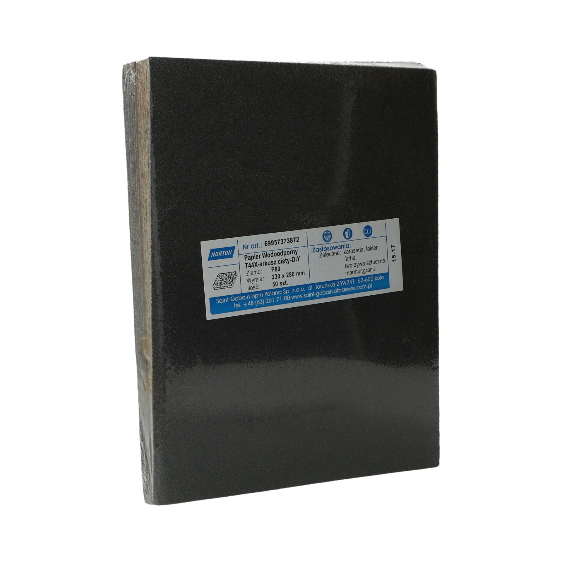 Norton T44X vízálló csiszolópapír 230x280mm P80, 50db/csomag termék fő termékképe