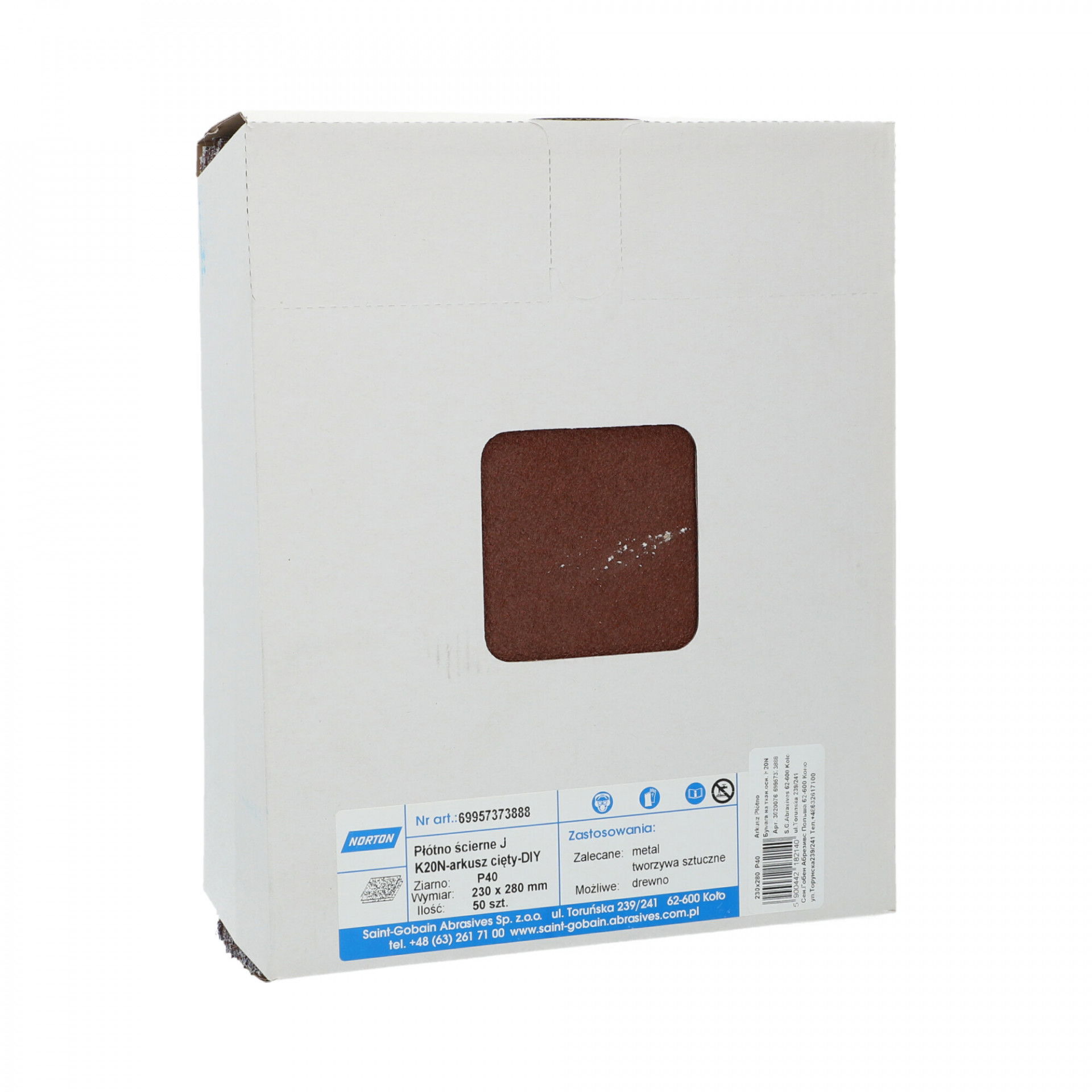 Norton K20N csiszolóvászon 230x280mm P40, 50 db/csomag termék fő termékképe