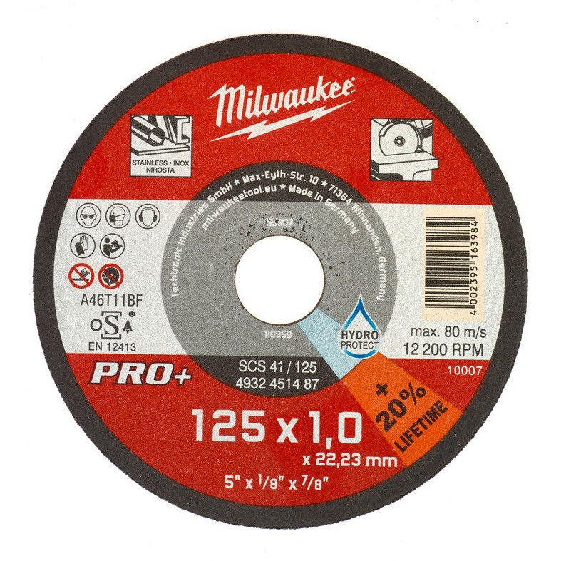 Milwaukee SCS 41/125 PRO+ vékony fémvágó tárcsa, egyenes, 125x1.0 mm termék fő termékképe